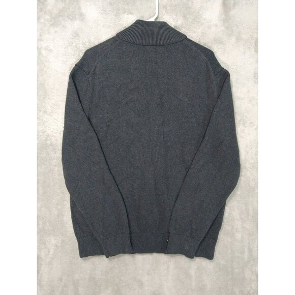Banana Republic Sweater Mens XL Gray Cotton Henley Mock Neck Pockets Pullover - Picture 2 of 8